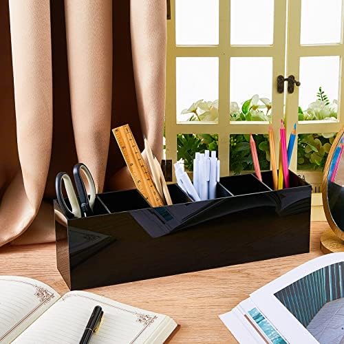 Jetec 6 Compartments Acrylic Pen Holder, Pencil Makeup Brush Holder, Black