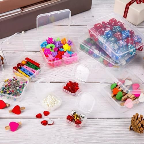 SATINIOR 24 Pcs Small Clear Plastic Container Box, 3.3 x 3.3 x 1.2 in