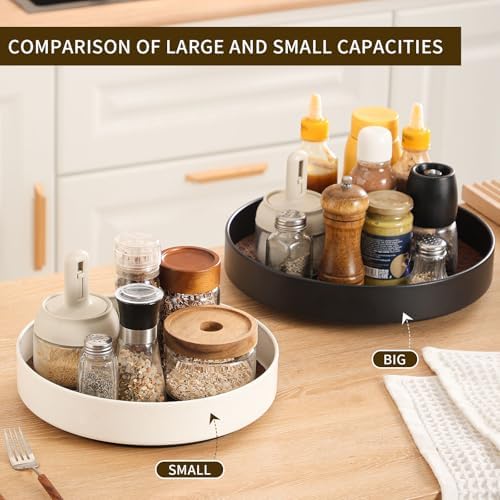 Non-Slip Rotating Lazy Susan Turntable, 360-Degree Swivel, Black with Textured Surface (Black, 12 inches)