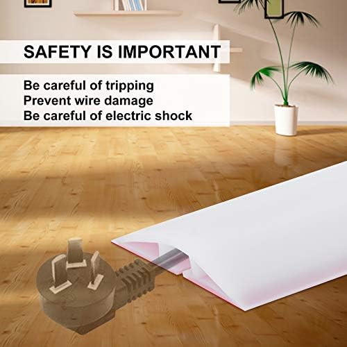 20Ft Floor Cord Cover Transparent Silicone Cable Protector Easy to Install Wire Organizer and Hider for Home, Office, Ga