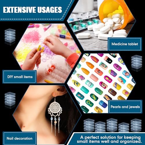 Menkxi 100 Pcs Plastic Bead Storage Containers Box 2.8 x 2.8 x 1 Inch