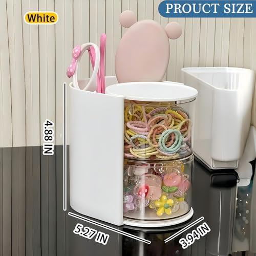 Azurphoric Hair Accessories Organizer with Hair Brush Holder(White,2-Layer)