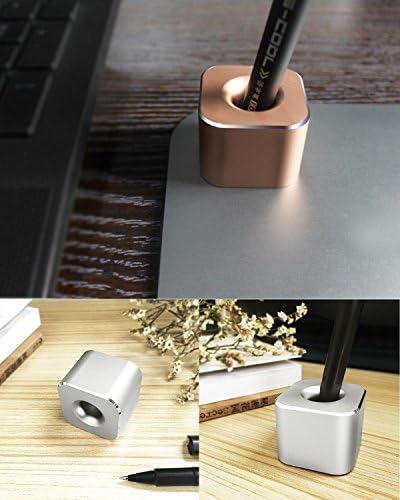 Coideal Single Pen Stand Holder, 2 Pcs Mini Aluminum Pen Base for Desk Fountain Pen, Toothbrush, Office (Silver & Gold)