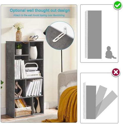 VECELO Cubby Storage Organizer Bookcase, Open Cube Display Shelf Cabinet, Freestanding Multicompartment Bookshelf for De