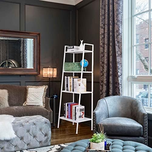 Book Ladder Shelf,4-Tier Ladder Shelf Bookcase Storage Flower Shelf Display Shelf，White