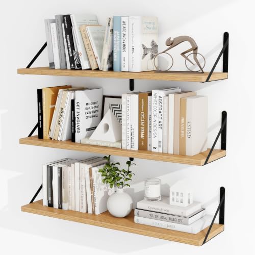 Heimlove Floating Book Shelves for Wall,31.5Inches Long Wall Mounted Bookshelves,Heavy Duty Bracket Shelves for Living R