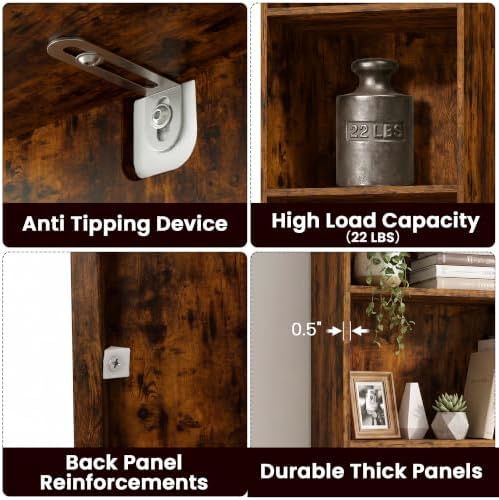 6 Cube Storage Organizer, 6 Tier Tall Narrow Bookshelf, Brown Cube Shelf