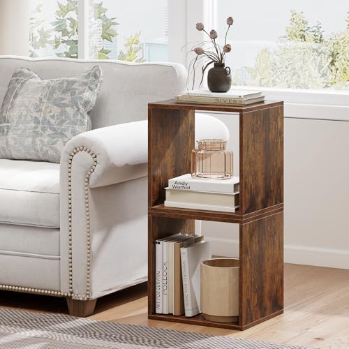 LOKO Stackable 2 Cube Storage Organizer, 2-Tier Bookshelf (2, Rustic Brown)