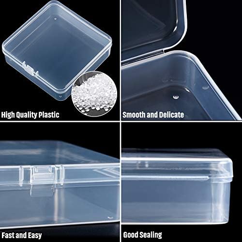 SATINIOR 24 Pcs Small Clear Plastic Container Box, 3.7 x 3.7 x 1.2 in