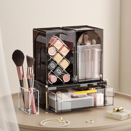 INVSSENE Stackable Makeup Organizer Countertop, Storage Perfume Skincare Cosmetic Lipstick Face Mask Makeup Brush Palett