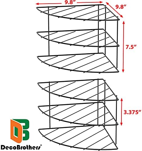 Deco Brothers 3-Tier Counter & Cabinet Corner Shelf Organizer, 2 Pack Black