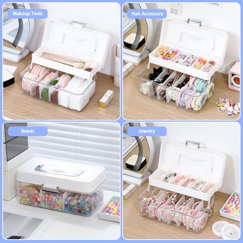 FABROK 2 Pack Portable Hair Accessories Organizer Box for Girls, Plastic