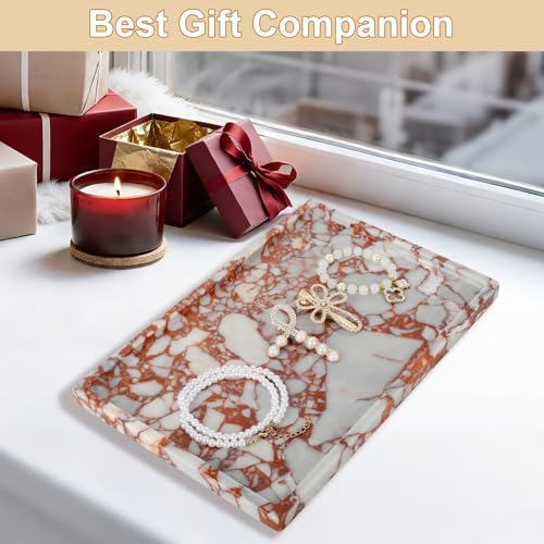 100% Marble Vanity Tray for Bathroom Counter, Kitchen, Coffee 11.8"
