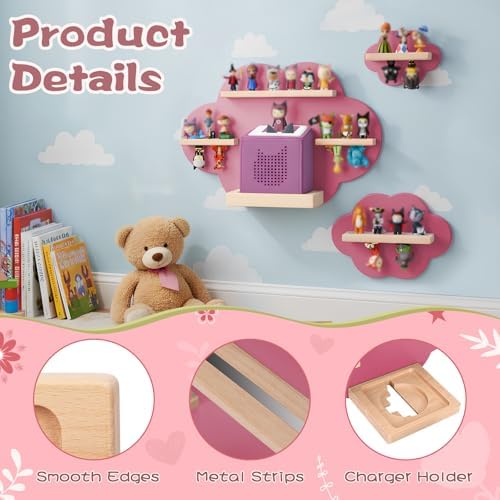 for TonieBox and for Tonie Shelf Cloud, Tonies Storage for 20-35 Tonie Figures Characters, Floating Shelves Magnetic Wal