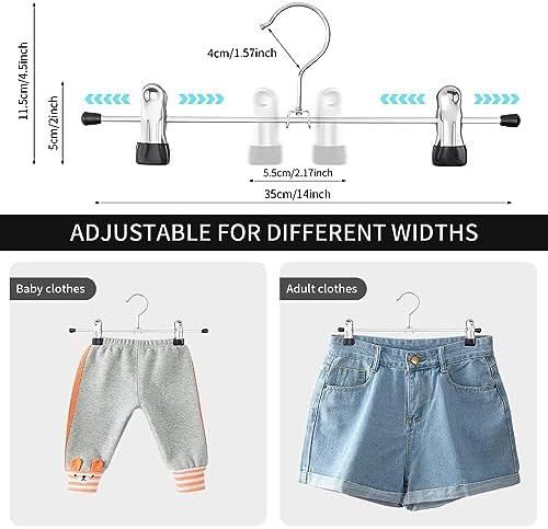 Cimlord 50 Pack Pants Hangers with Clips Skirt Hangers for Women Shorts Hangers Heavy Duty Metal Clothes Hanger for Closet Space Saving Non Slip Trousers Hanger Jeans Hanger for Men,Black,14 Inch
