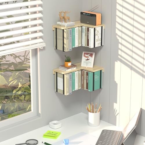 L-Shaped Corner Floating Shelves Set of 2, Floating Book Shelves for Wall
