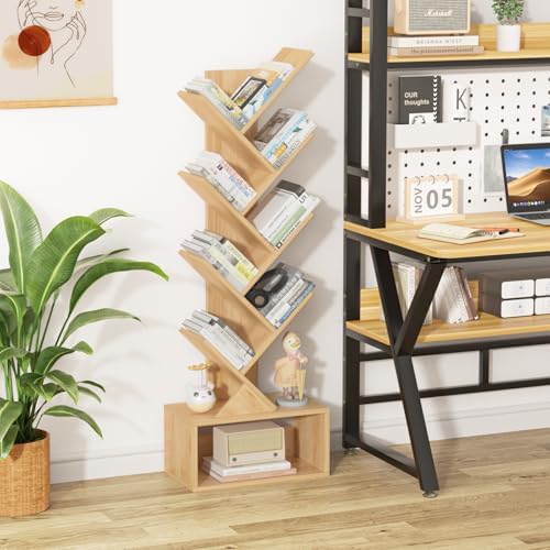 SHEEPAM 9-Tier Tree Bookshelf Floor Standing Narrow Space Storage Bookcase