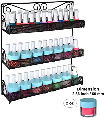 AMT 3 Tier Nail Rack, Pack Metal Wall Mount Organizer, Essential Oils Organizer, Pantry Cabinet Door Shelf Storage. Hang