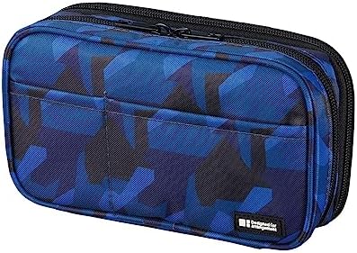 LIHIT LAB Large Capacity Double Zipper Pencil Case For School Office College, Big Capacity 6 Compartments Pencil Bag Holder Adults Teen Boys Girls, Travel Cosmetics Storage, Navy Camo (A7555-132)