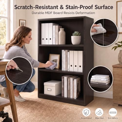 WannabeMyself【Easy Assembly】 Open Display 3-Tier Bookshelf,Storage Organizer,Bookcase for Living Room, Bedroom, Home Off