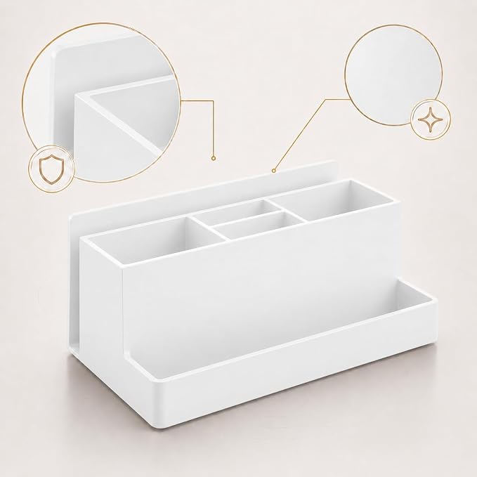 Acrimet Desktop Organizer - Multi Organizer Caddy Holder for Office, Home and School use (Plastic) (White Color)