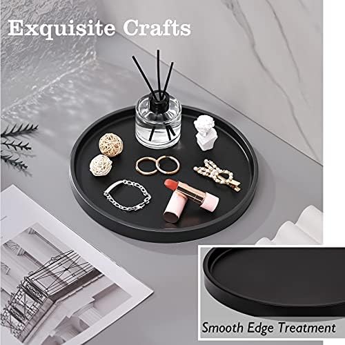Emibele Vanity Tray, Black Round Trays for Bathroom Bedroom Countertop