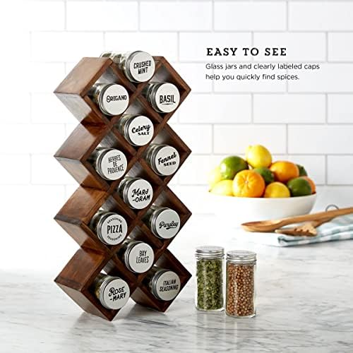 Kamenstein 10 Jar Criss-Cross 2-in-1 Spice Organizer for Countertop or Wall with Spices Included, FREE Spice Refills for