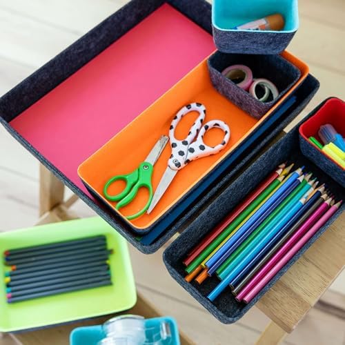 Three by Three Seattle Recycled Felt Storage Bins, Set of 8 – Multicolor