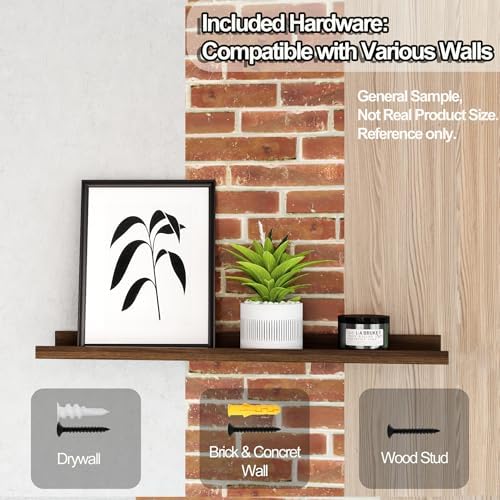 Walnut Floating Shelves for Wall Decor, 48 in Shelf with Lip, 2 Set