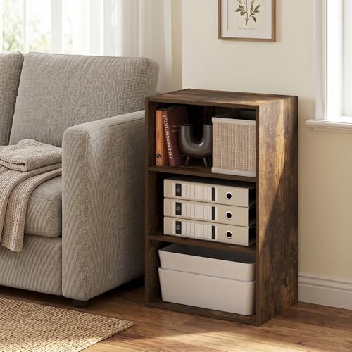 3-Tier Bookshelf, Cube Storage Organizer Bookcase, Book Shelf with Open Shelf, 11 x 17 x 26, for Home Office, Living Roo