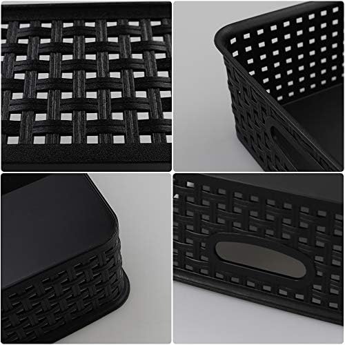 Bringer 4-Pack Classroom Storage Baskets, Large Plastic Paper Trays, Black