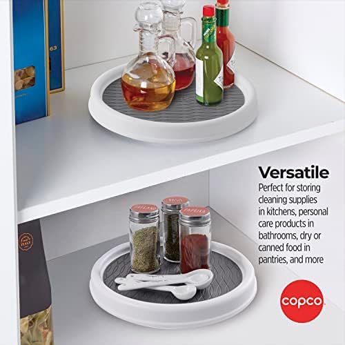 Copco Lazy Susan Turntable Organizer Set of 2, 9 Inch Rotating Cabinet and Pantry Storage, Nonslip Surface with Outer Ri