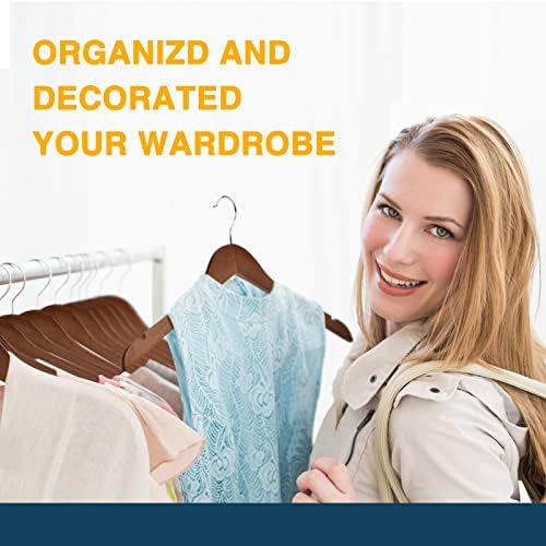 Wooden Shirt Hangers - Pack of 30 Sturdy Wood Hangers, Ideal for Laundry & Everyday Use, Heavy Duty, Walnut