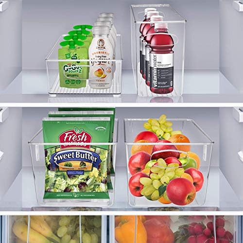 Sorbus Plastic Storage Bins Stackable Clear Pantry Organizer Box Bin for Organizing Kitchen Fridge, Food, Snack Pantry, 
