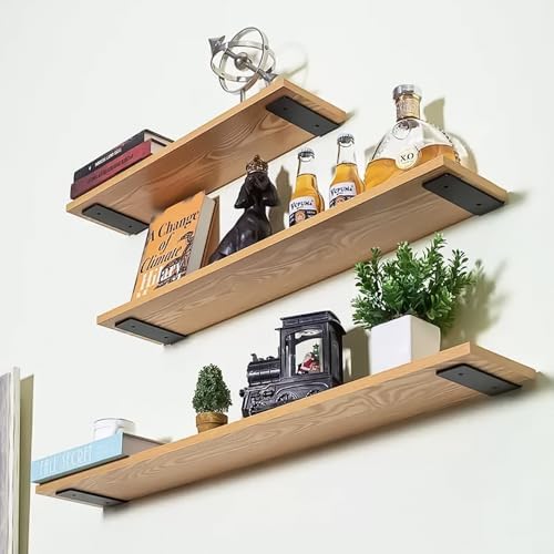 Floating Shelf Bracket, 10-Inch 4 Pack Hidden Shelves Hardware, Cast Iron L Brackets, Rustic Industrial Black Metal Wall