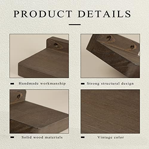 Freezing point Small Floating Shelf for Wall Set of 4 Natural Wood 4Inch Mini Wall Shelves Decor Plant Display Collectib