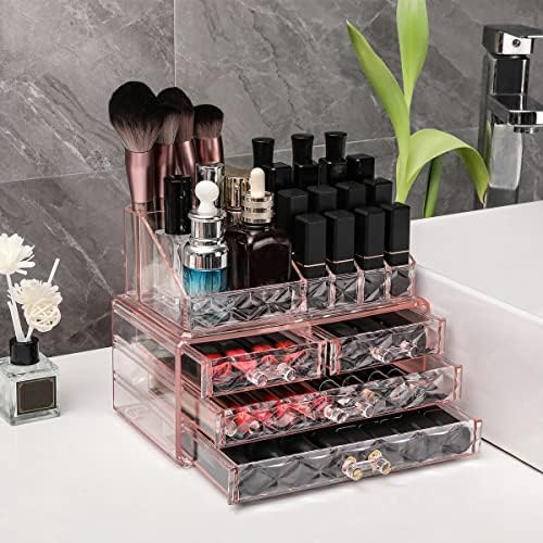 ZHIAI Stackable cosmetic organizer with drawers, easy to organize cosmetic products accessories Suitable for vanity, toi