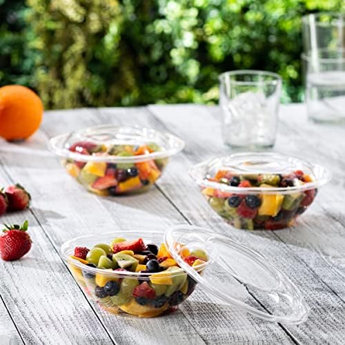 GUSTO [24 oz. - 50 Count Clear Plastic Salad Bowls with Lids, Disposable Salad Containers for Lunch - Perfect for Takeout, Salads, and Meal Prep (Formerly Comfy Package)