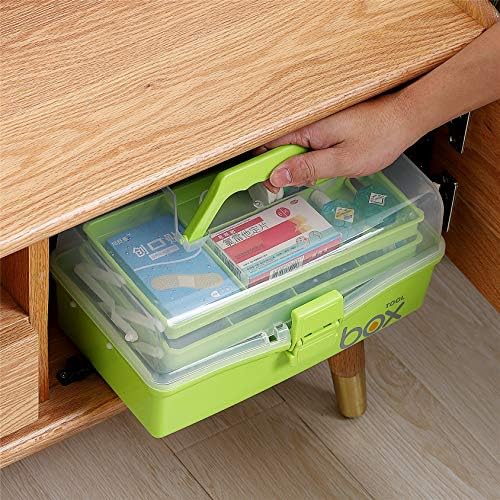 Kinsorcai 12'' Three-Layer Clear Plastic Storage Box/Tool Box, Multipurpose Organizer and Portable Handled Storage Case 