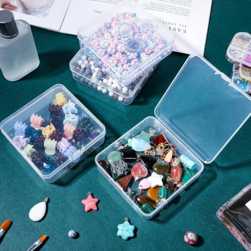 Jetec 30 Pieces Small Clear Plastic Storage Box, 3.7 x 3.7 x 1.2 Inch