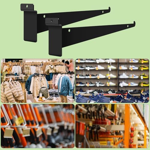 12 Pack Slat Wall Shelf Brackets with Lip, 14" Slatwall Shelf Bracket