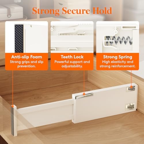Lifewit 4" High Upgrade Drawer Divider, Adjustable Drawer Organizer Clothes