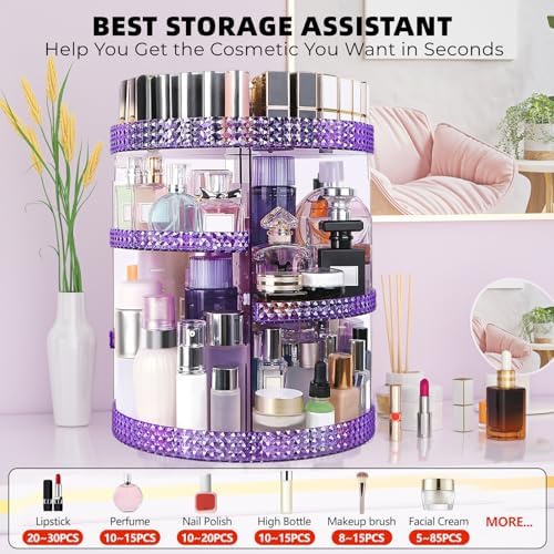 360 Degree Rotating Makeup Organizer, Extra Large Capacity Cosmetics Organizer, Removable 7 Layers Skincare Organizers, 