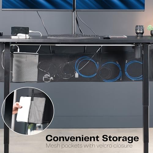 VIVO Black Clamp-on 60 inch Desk Cable Management Sleeve, DESK-SKIRT-60P