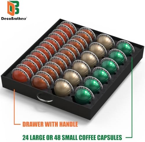 Deco Brothers Tempered Glass Vertuo Pod Holder, Fits 24 Large/48 Small Pods