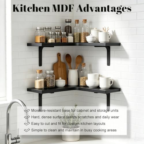 Corner Floating Shelves Wall Mounted, Set of 2 Wood Storage Shelves