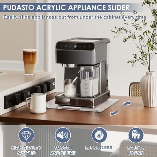 Sliding Tray for Coffee Maker, 14" x 13" Acrylic Appliance Sliders