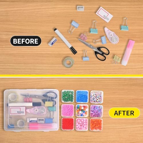 Bead Organizer Box, 30pcs Small Clear Plastic Storage Containers, Craft Storage Box Features Hinged Lid and Labels, Mini