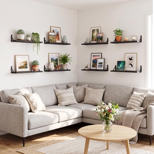 Fixwal Width 4.75 Inches Floating Wall Shelves, Set of 8, Black