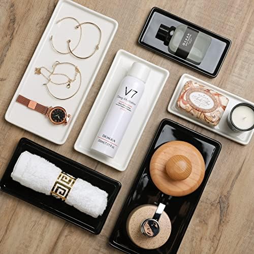 Gurygo 8" Bathroom Trays - Ceramic Vanity Tray for Bathroom - Small Ceramic Tray - Kitchen Soap Trays - Porcelain Dispen